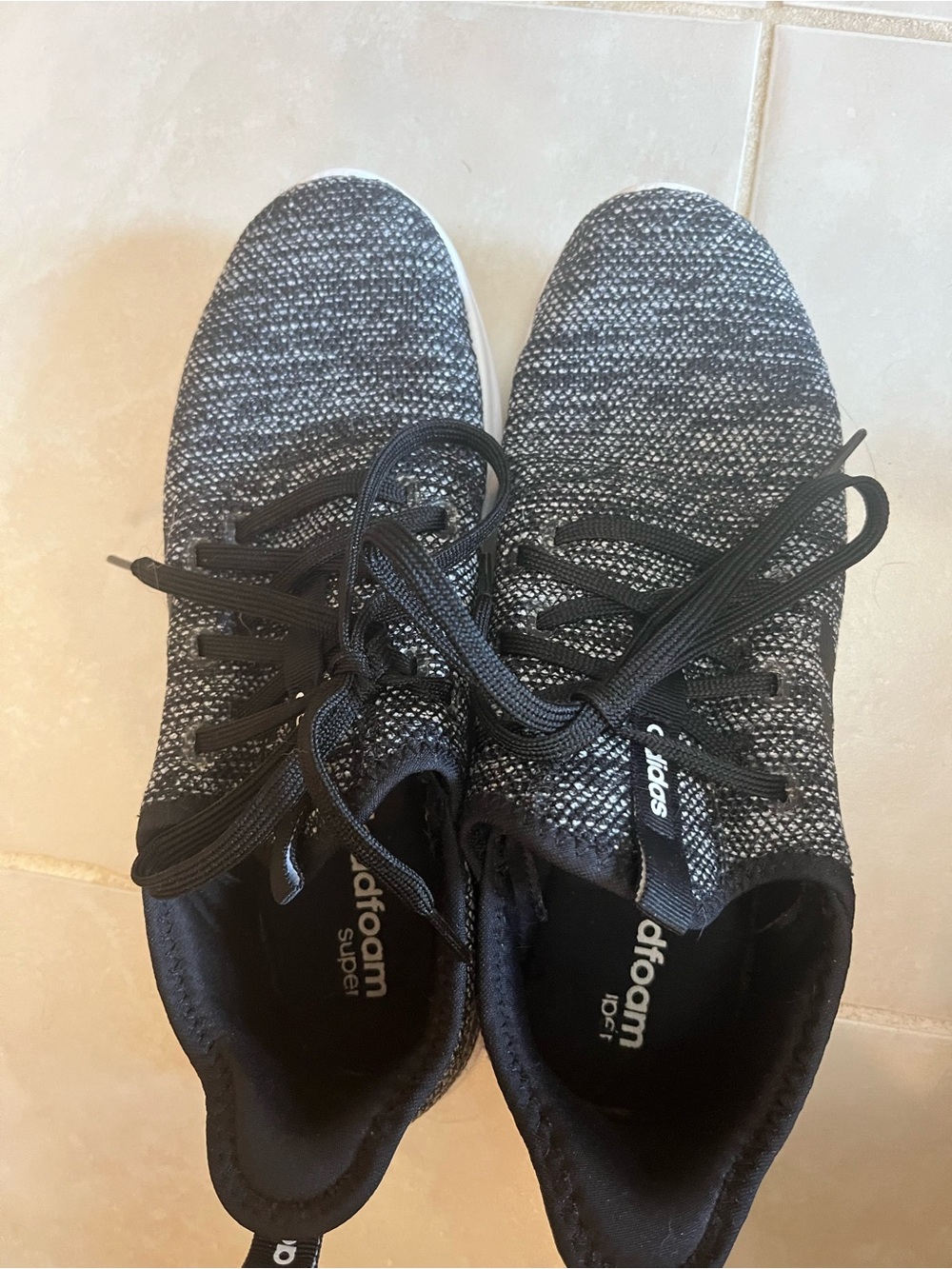 adidas Women’s Black and White Knit Lace-Up Athletic Sneakers